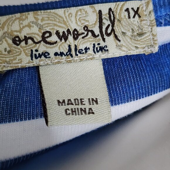 One World Womens 1X Red White Blue American Flag 4th of July Beaded Butterfly - Picture 5 of 7